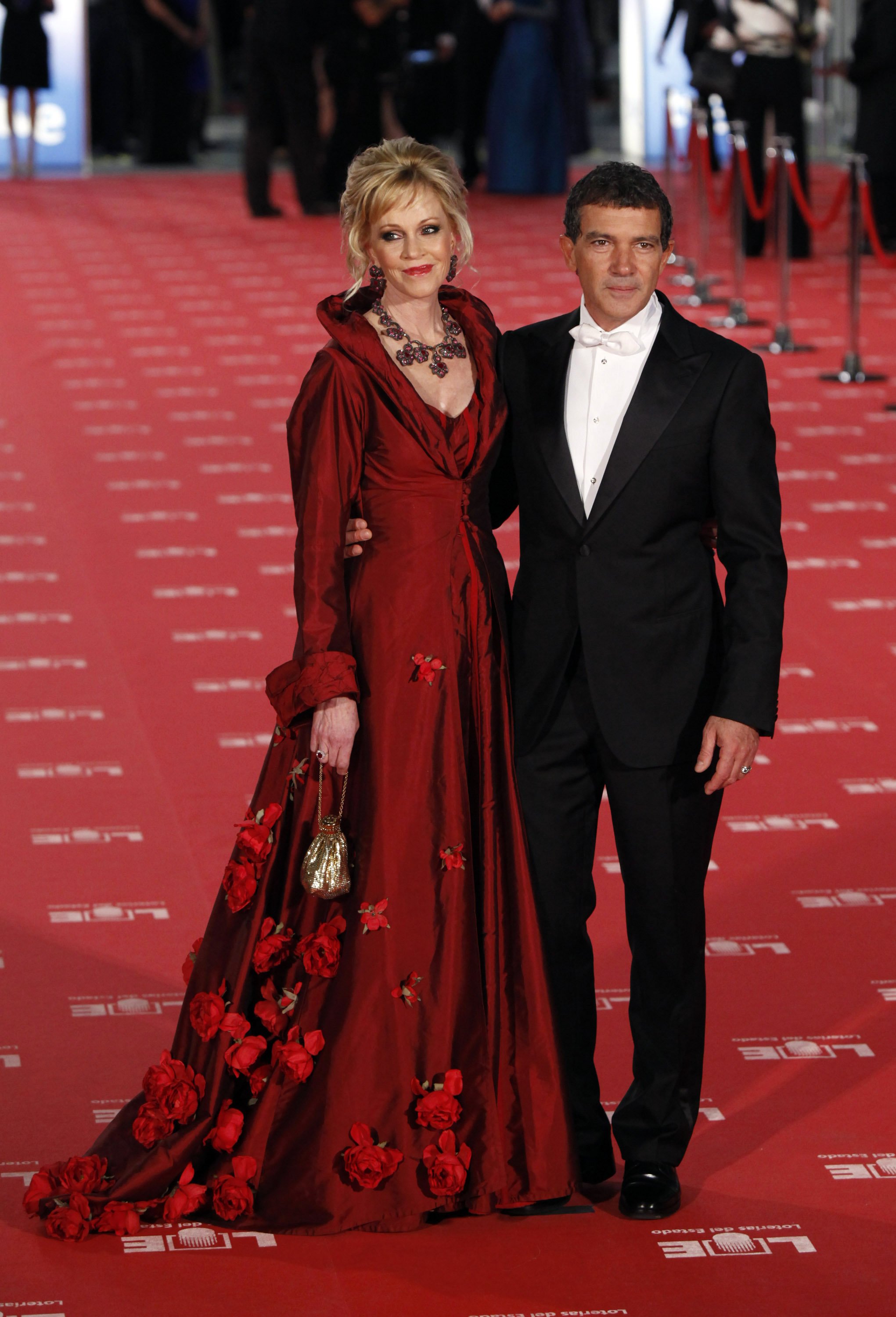 Melanie Griffith and Antonio Banderas arrive at the Goya Cinema Awards 2012 ceremony, at the Palacio Municipal de Congresos on February 19, 2012 in Madrid, Spain | Source: Getty Images