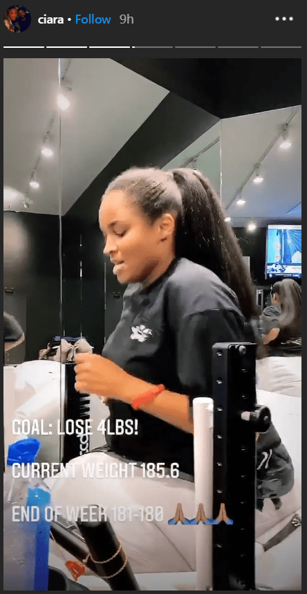 Ciara works out on her Instagram stories, September 2020 | Photo: Instagram/ciara