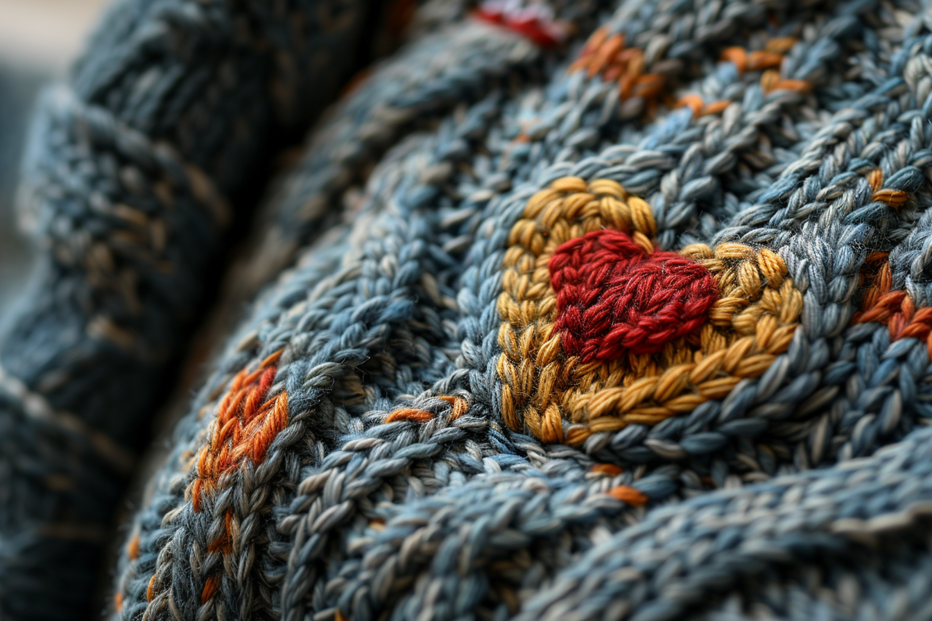 A knitted heart on a sleeve | Source: Midjourney