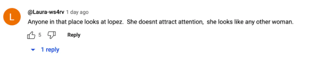 User comment about Jennifer Lopez, dated November 6, 2023 | Source: YouTube/X17onlineVideo