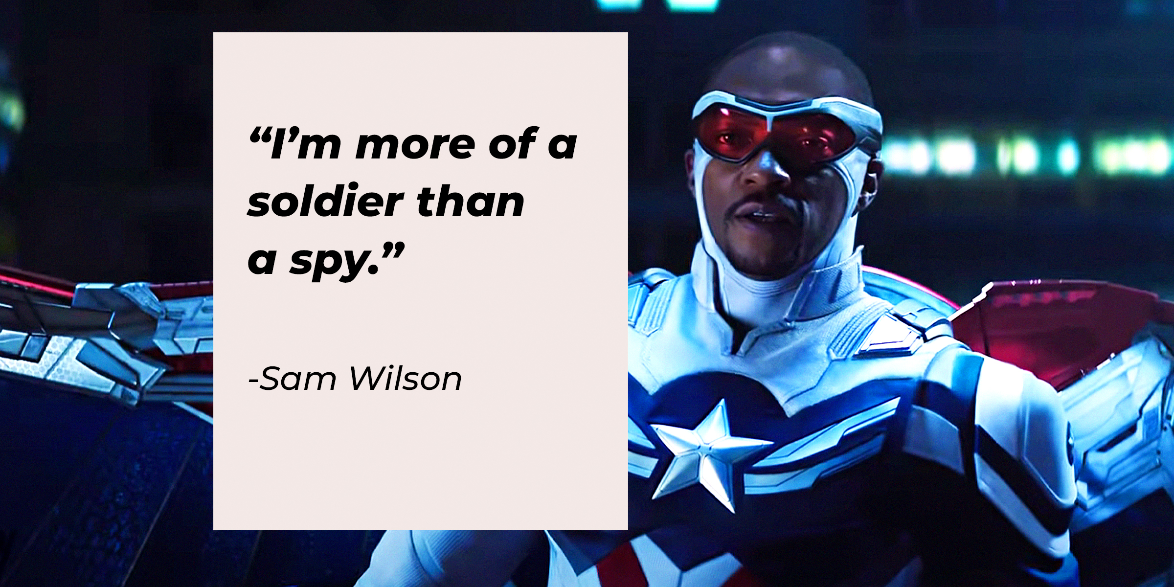 Sam Wilson, with his quote: "I’m more of a soldier than a spy." | Source: Youtube.com/marvel