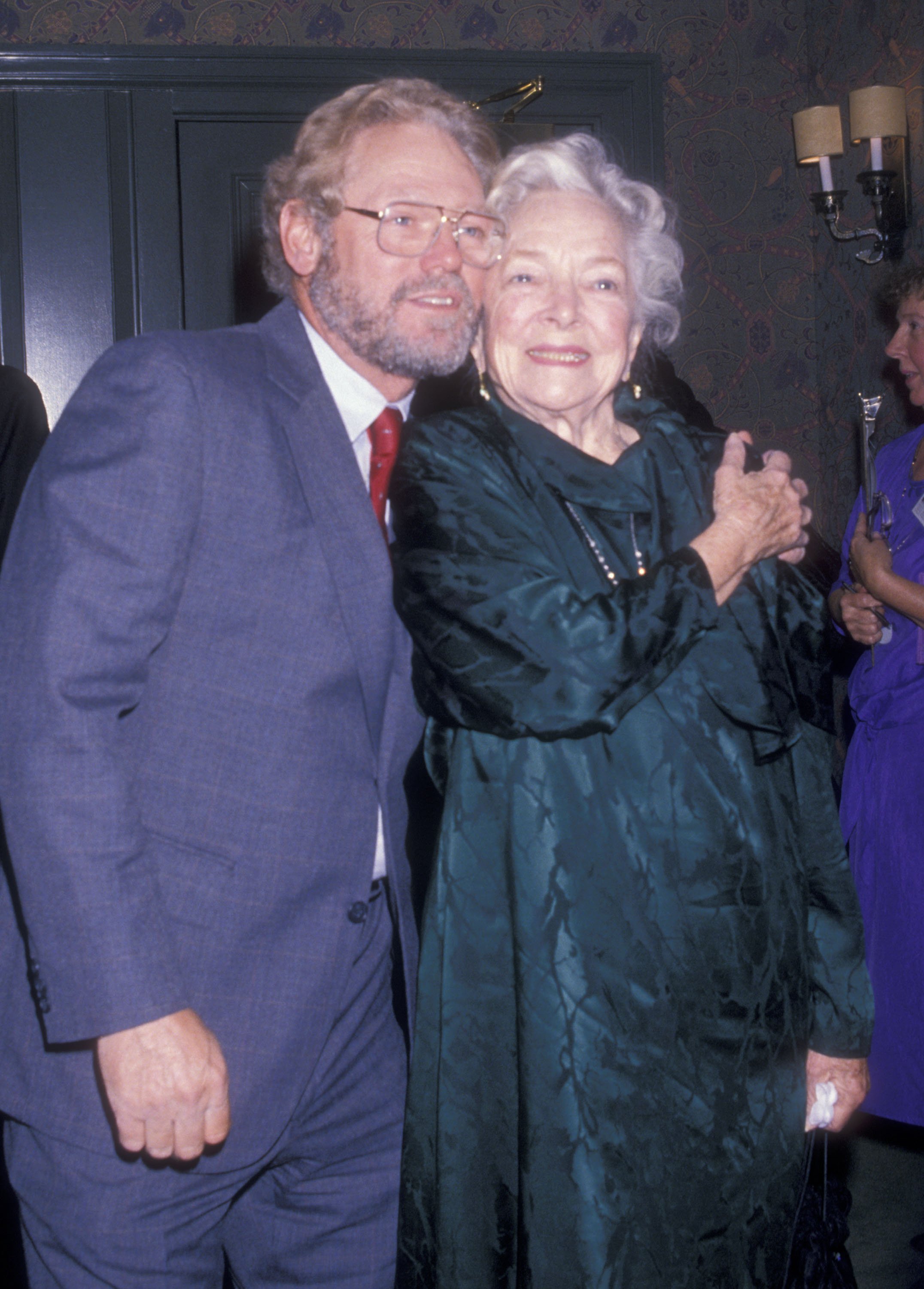 Helen Hayes and James MacArthur at the 89th Birthday Party for Helen Hayes on October 10, 1989, in New York | Photo: Getty Images