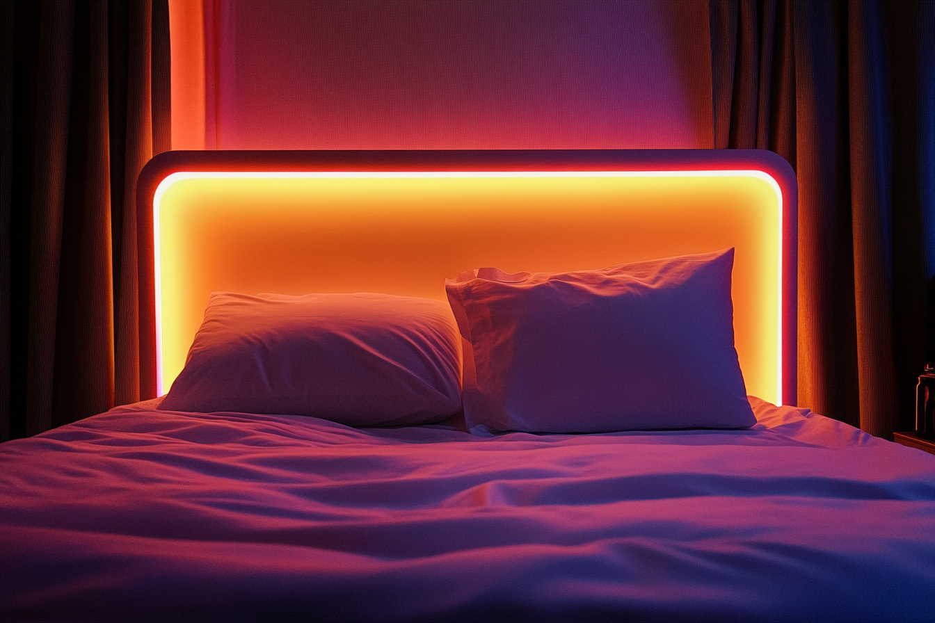 LED lights illuminating a headboard | Source: Midjourney