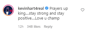 Actor Kevin Hart's comment on Tank's Instagram post | Photo: Instagram/therealtank