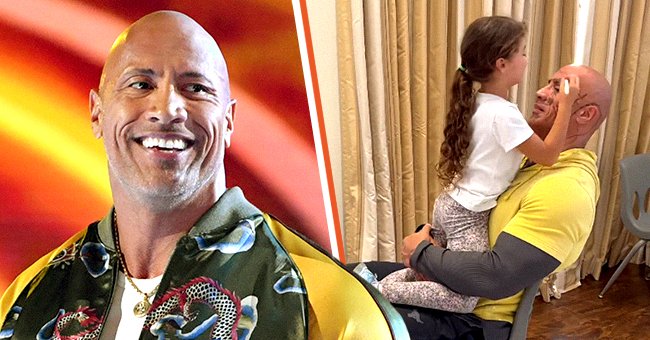 Left Actor Dwyane "The Rock" Johnson | Photo: Getty Images. Right: The Rock with his daughter Jasmine | Photo: Instagram/The Rock