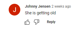 A screenshot from the YouTube trailer of Foster's new series of a negative comment saying she looks "old" posted on April 12, 2023 | Source: YouTube.com/Movie Coverage