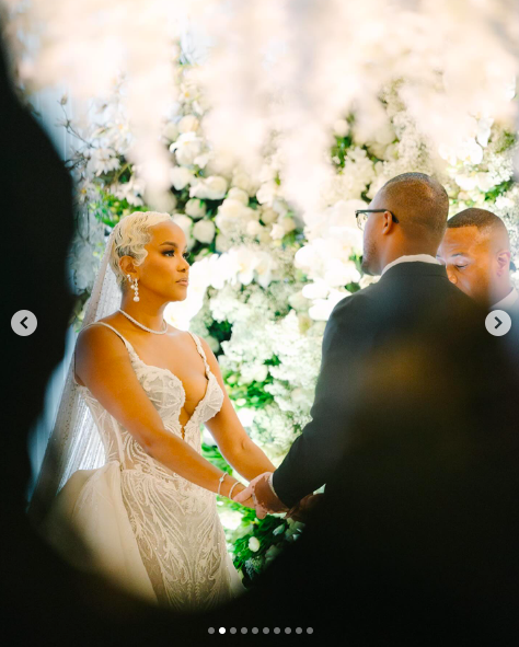 Letoya Luckett and Taleo Coles sharing vows at the altar, posted on August 1, 2024 | Source: Instagram/letoyaluckett