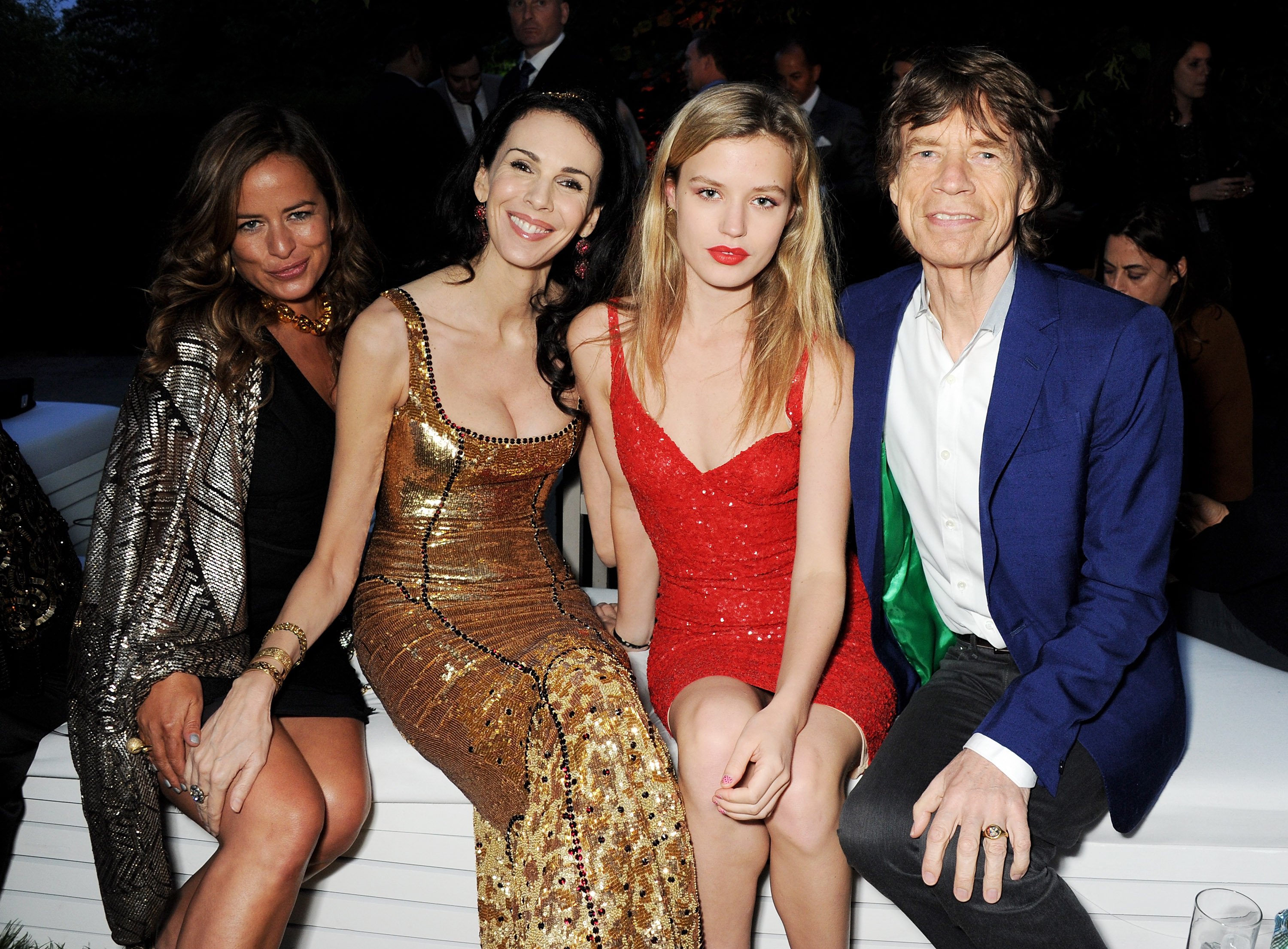 Jade Jagger, L'Wren Scott, Georgia Jagger and Mick Jagger at the annual Serpentine Gallery Summer Party on June 26, 2013 in London, England. | Photo by Dave M. Benett/Getty Images