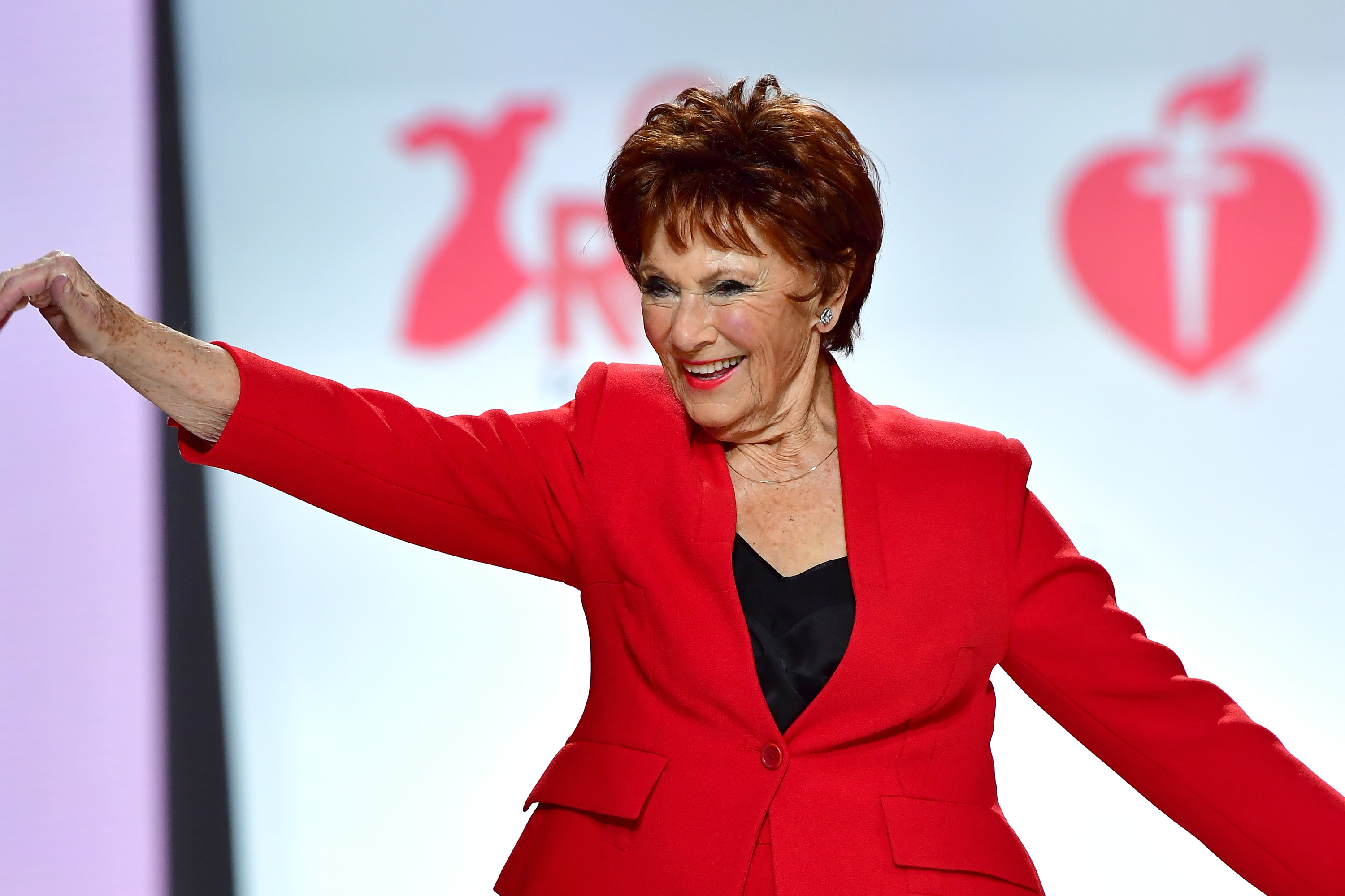 Marion Ross at the American Heart Association's Go Red For Women Red Dress Collection on February 8, 2018, in New York City. | Source: Getty Images