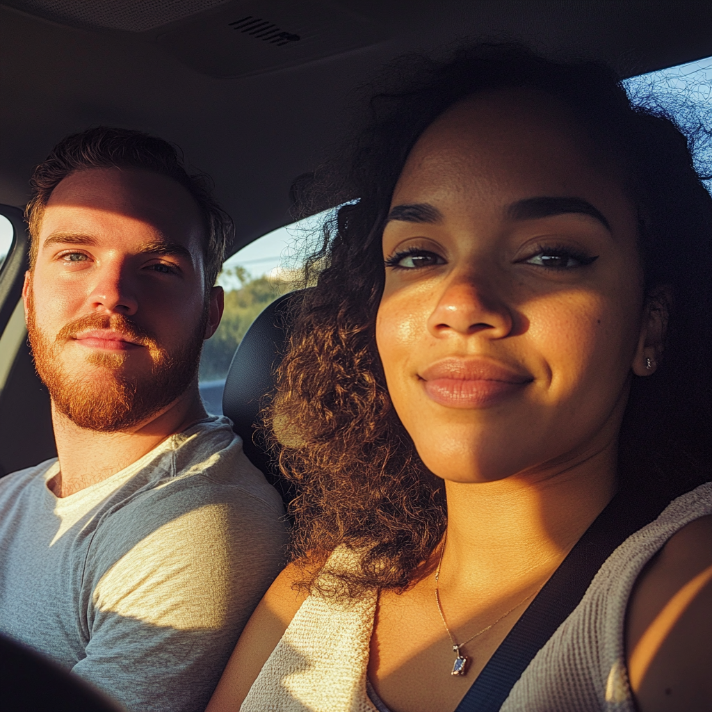 A couple sitting in a car | Source: Midjourney