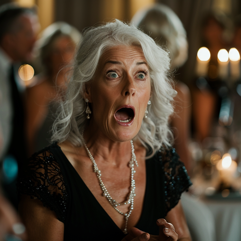 A shocked older woman | Source: Midjourney