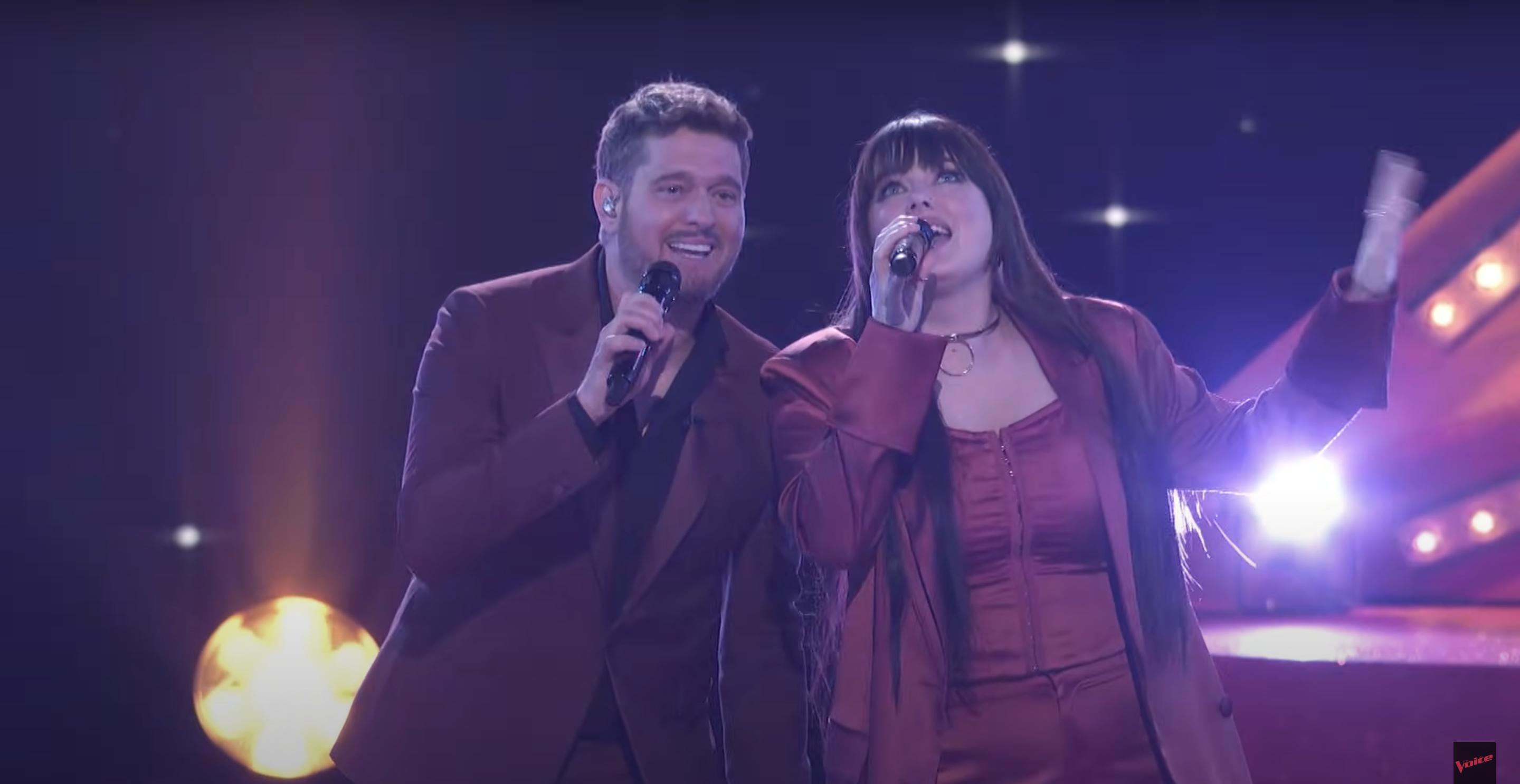 Michael Bublé and Jadyn Cree performing, from a post dated May 21, 2025 | Source: Youtube/@nbcthevoice