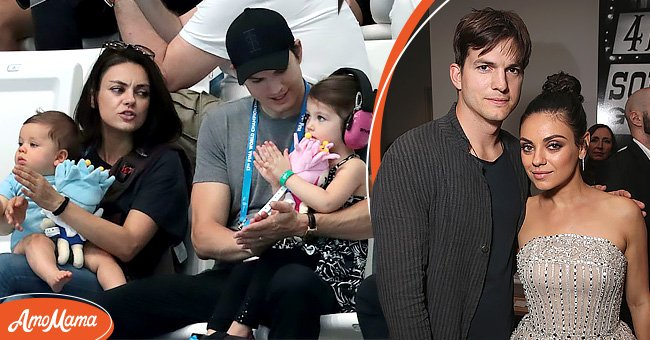 [Left]US actors Ashton Kutcher and his wife Mila Kunis attend the diving competition at the 2017 FINA World Championships in Budapest, on July 17, 2017; [Right] Mila Kunis (L) and Ashton Kutcher at an event |Source: Getty  Images 
