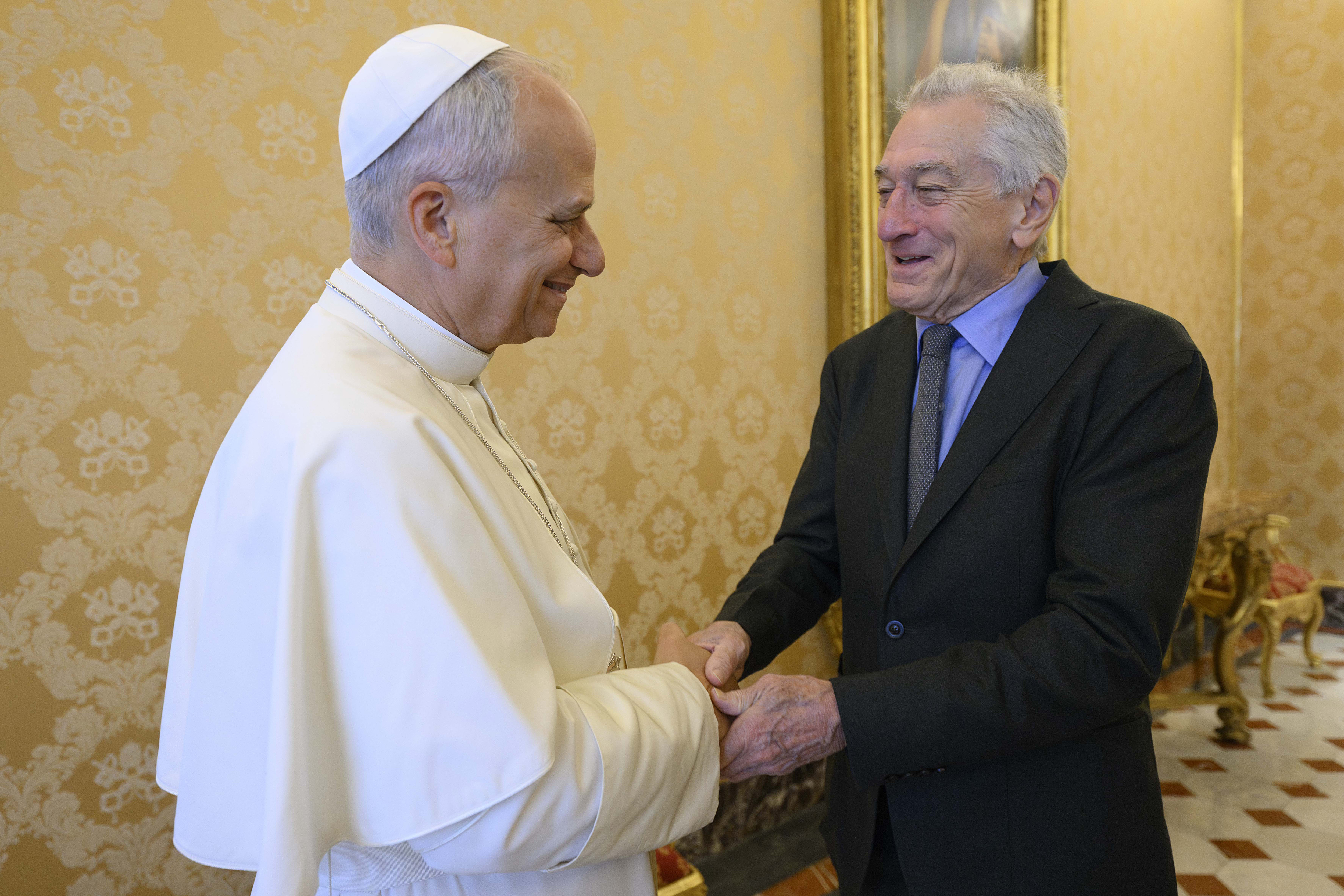 Pope Leo XIV and Robert De Niro at the Apostolic Palace on November 7, 2025, in Vatican City. | Source: Getty Images