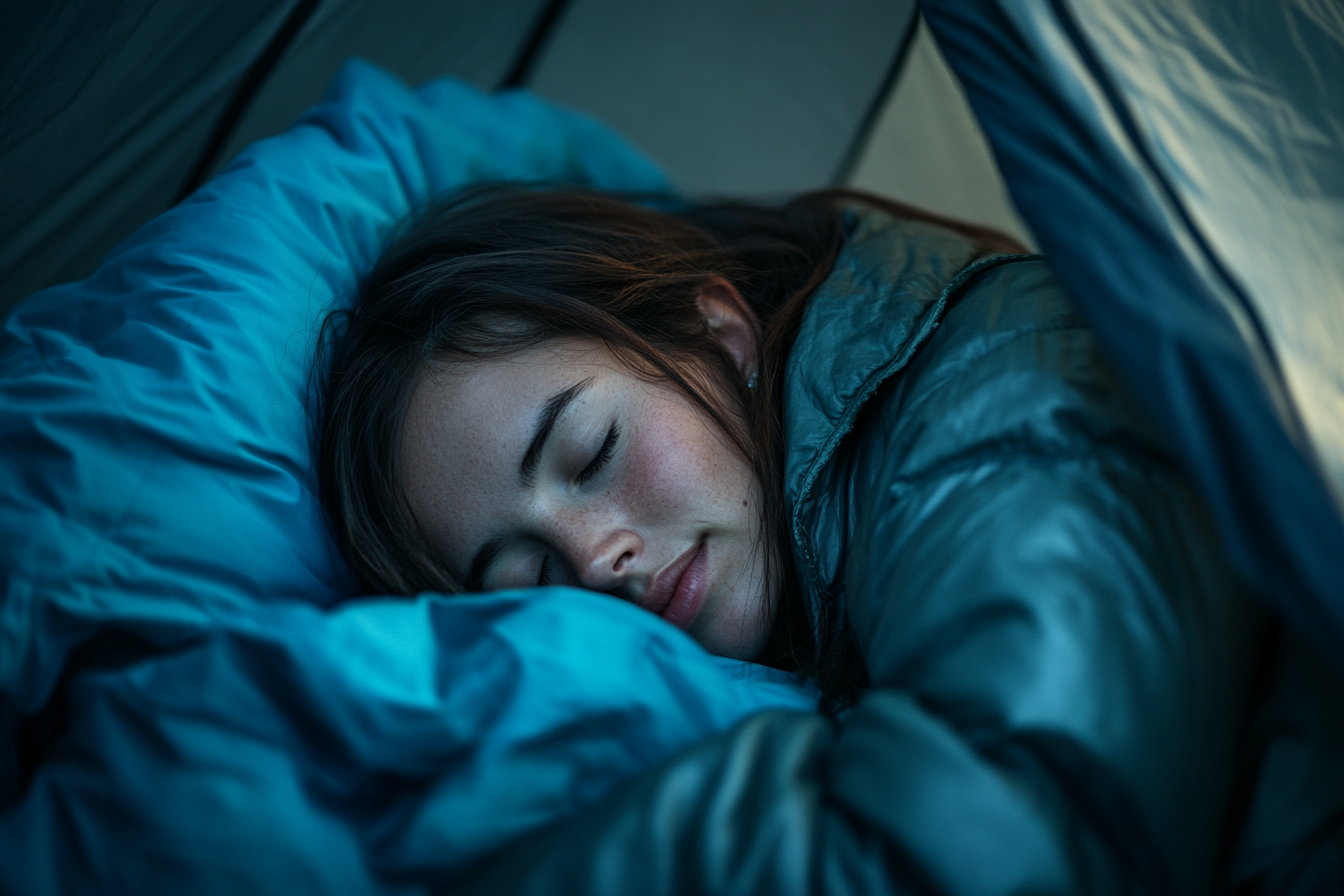 A woman sleeping in a tent | Source: Midjourney