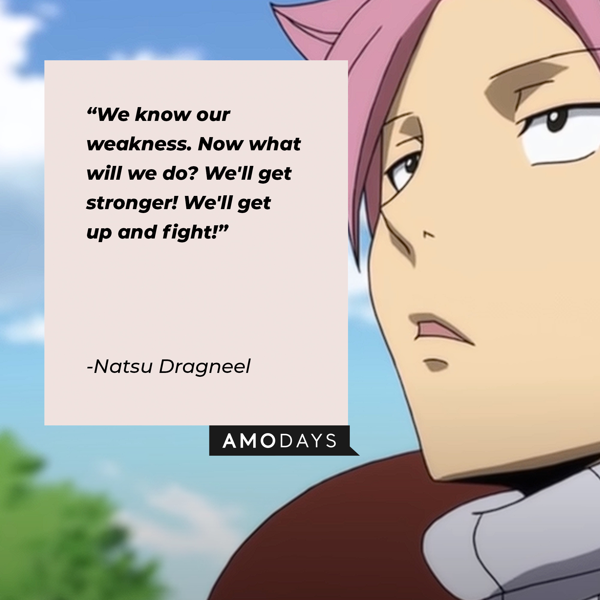 Natsu Dragneel's quote: "We know our weakness. Now what will we do? We'll get stronger! We'll get up and fight!" | Image: AmoDays