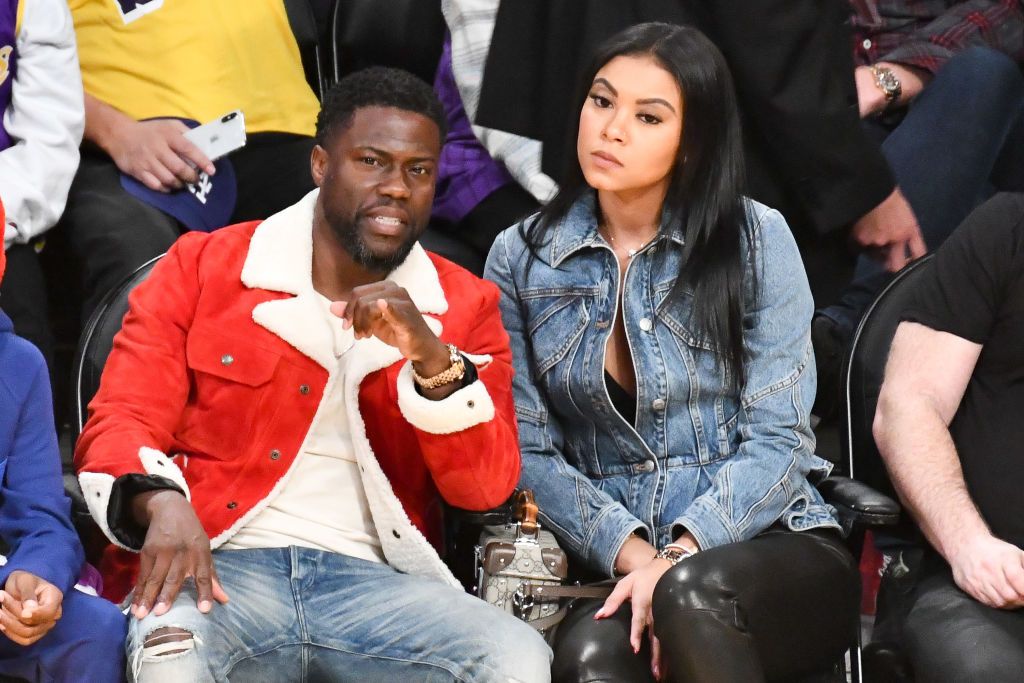 Kevin Hart and Eniko Parrish at a basketball game between the Los Angeles Lakers and the Los Angeles Clippers at Staples Center on December 25, 2019. | Photo: Getty Images