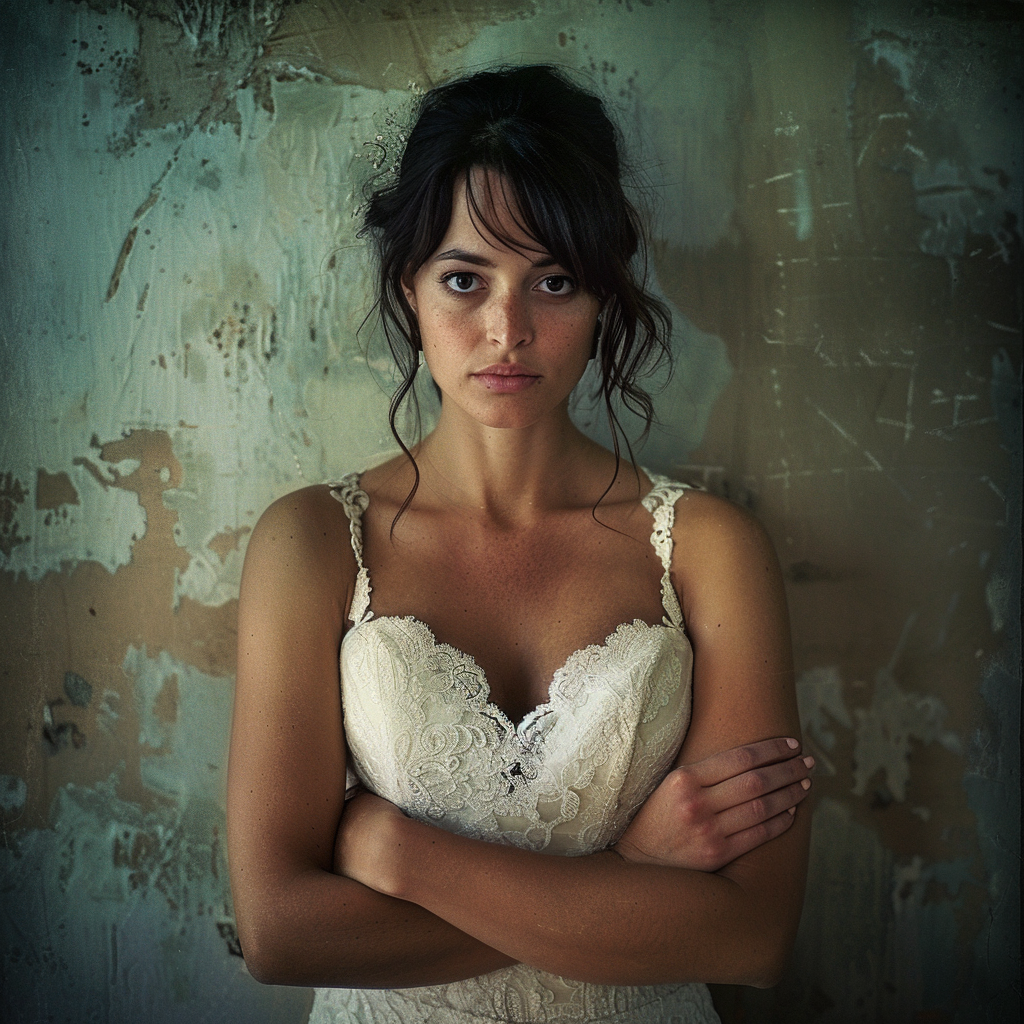 A bride with her arms folded | Source: Midjourney