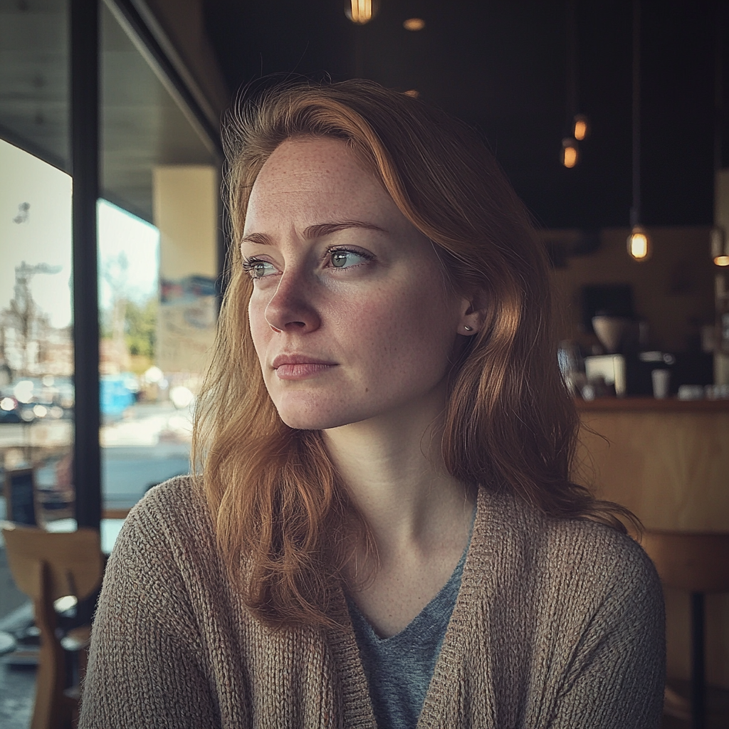 A woman in a café | Source: Midjourney