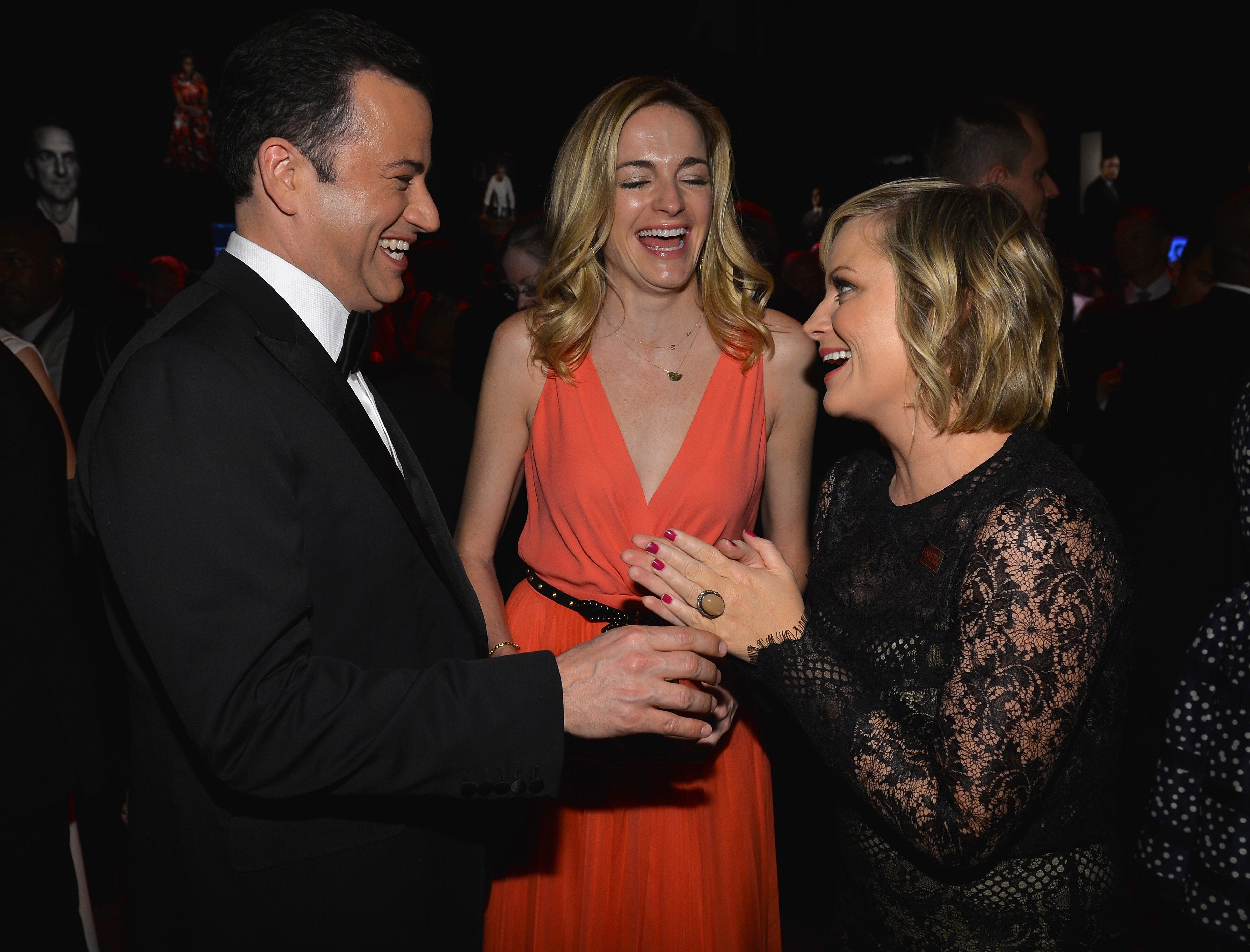 Jimmy Kimmel, Molly McNearney, and Amy Poehler at Lincoln Center on April 23, 2013 in New York City.  | Source: Getty Images
