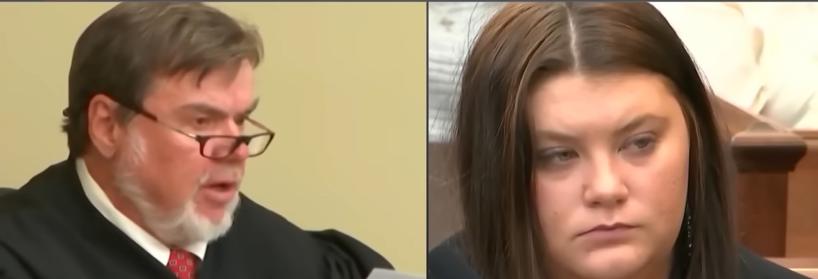 A view of the presiding judge and Trinity Poague,  as seen from a video post dated December 5, 2025. | Source: YouTube/COURTTV