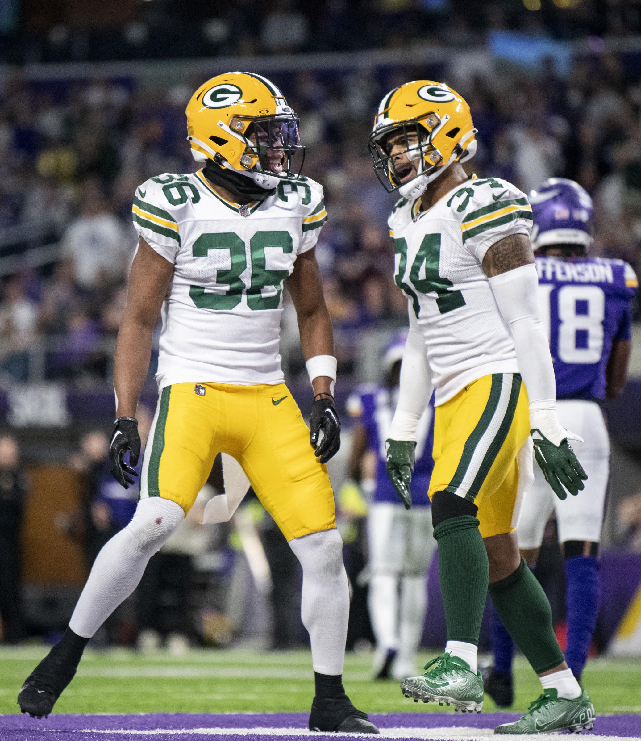 Jonathan Owens and Anthony Johnson Jr. at a game between the Green Bay Packers and the Minnesota Vikings on December 31, 2023, in Minneapolis, Minnesota | Source: Getty Images