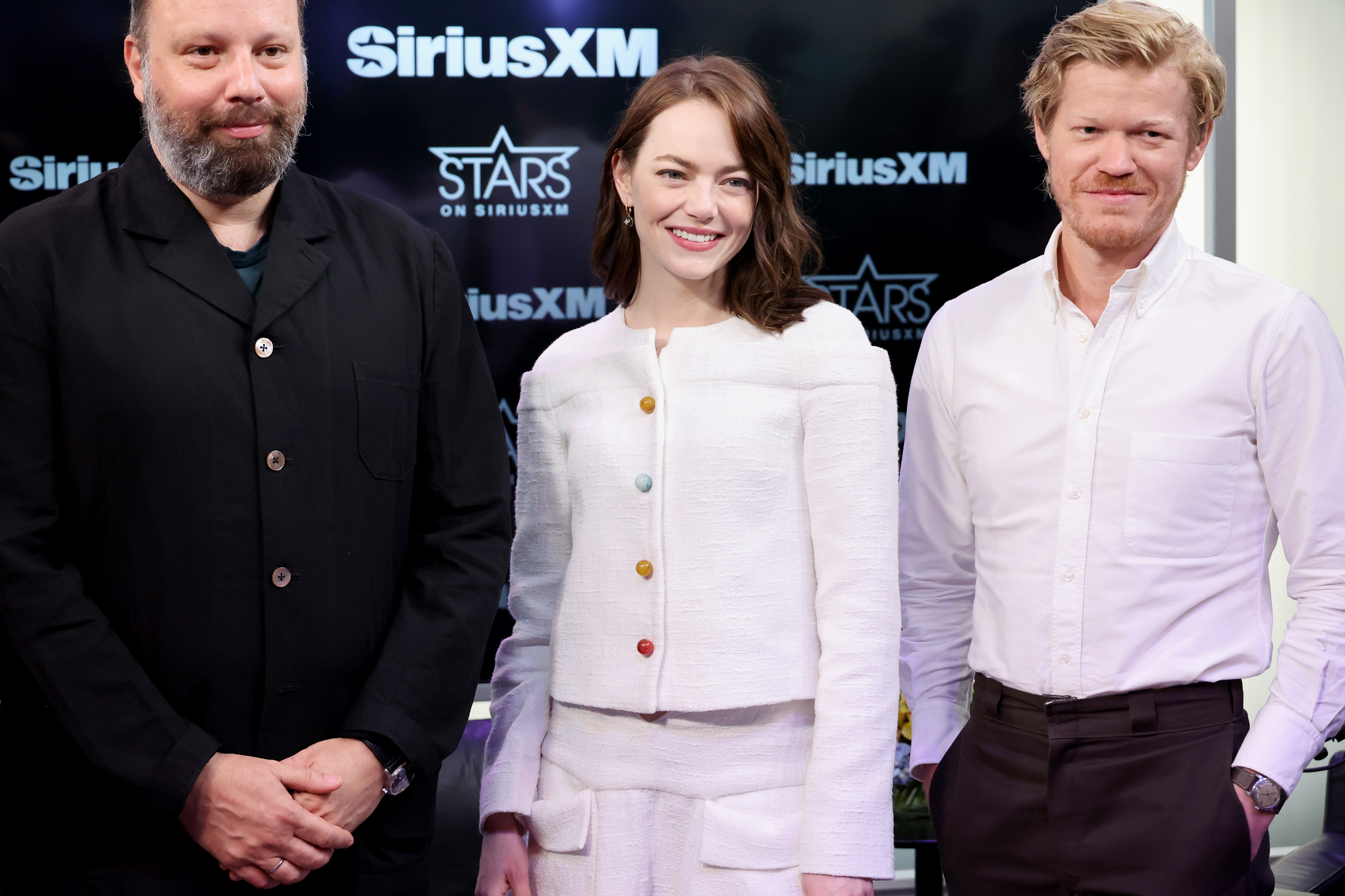 Yorgos Lanthimos, Emma Stone, and Jesse Plemons attend SiriusXM's Town Hall in New York City on June 21, 2024 | Source: Getty Images