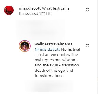A screenshot of a fan's comment on Shannon Amos's post and Shannon's reply on her Instagram page | Photo: Instagram.com/wellnesstravelmama/