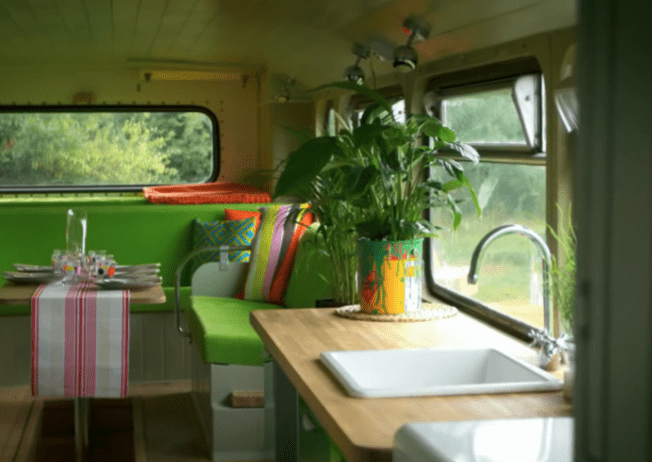 Interior of the renovated bus which was turned into mobile home | Source: air.tv/NationalEXPLORE CHANNEL