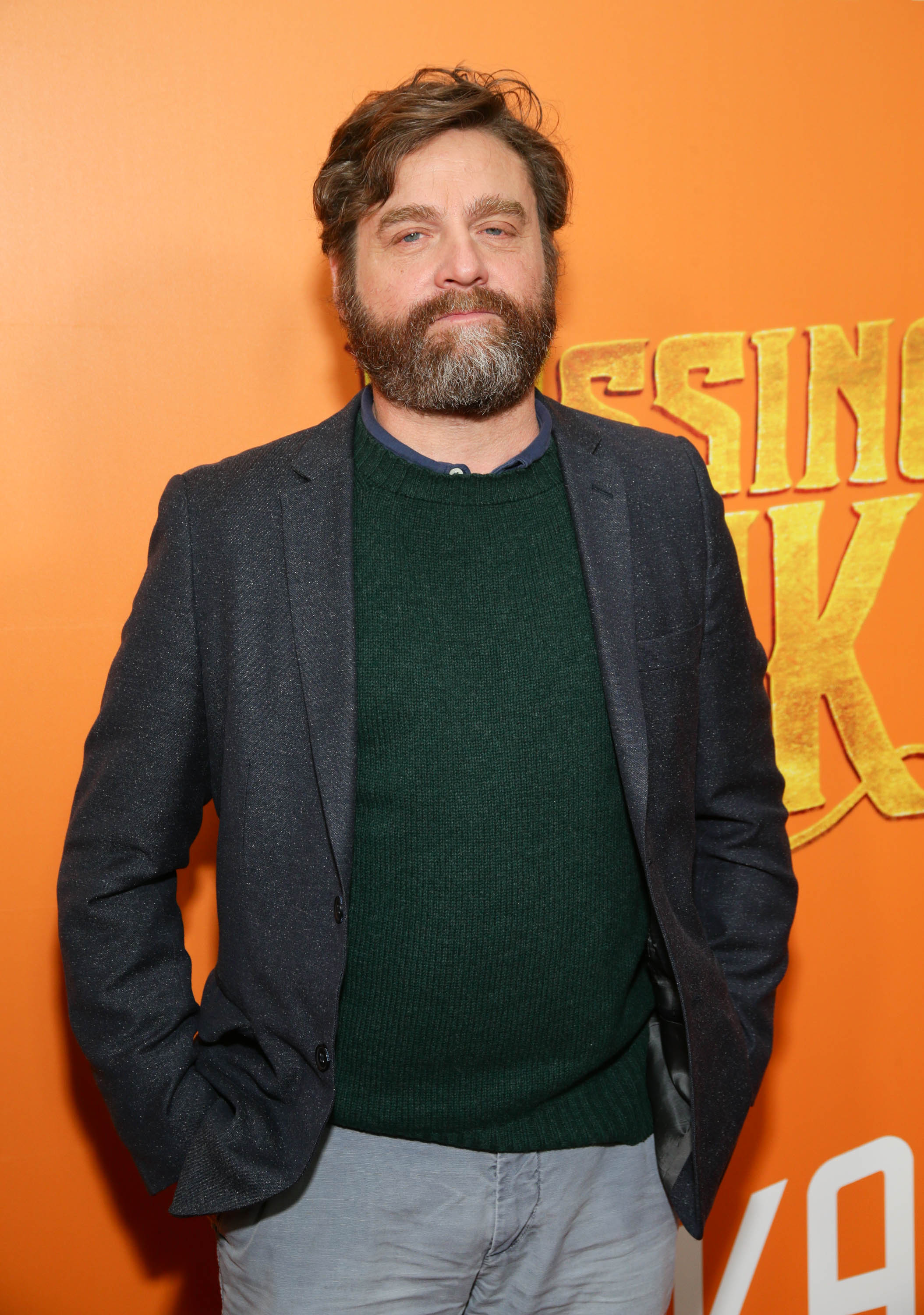 Zach Galifianaki at the 'Missing Link' film premiere in New York, on April 7, 2019. | Source: Getty Images