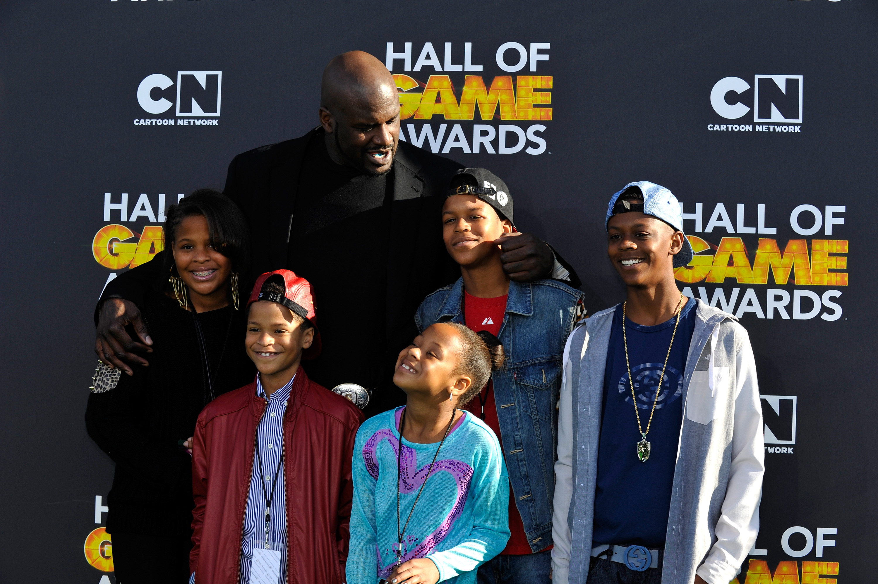 Shaquille O'Neal, and his children attend the Third Annual Hall of Game Awards hosted by Cartoon Network on February 9, 2013, in Santa Monica, California. | Source: Getty Images