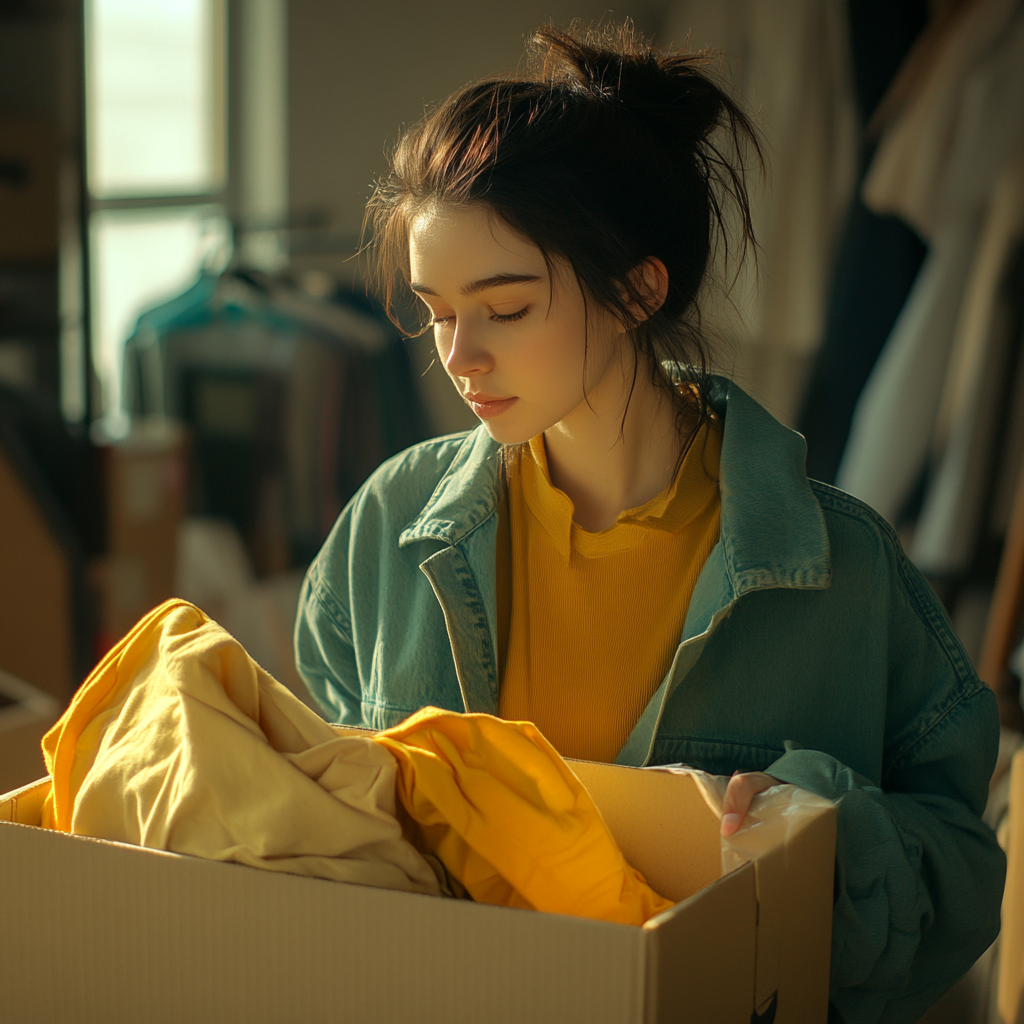 Woman sorting clothes | Source: Midjourney