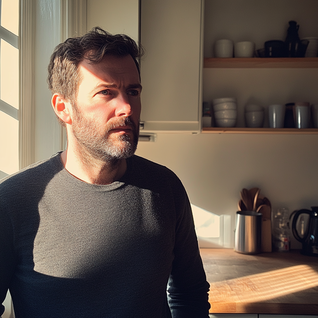 A man standing in a kitchen | Source: Midjourney