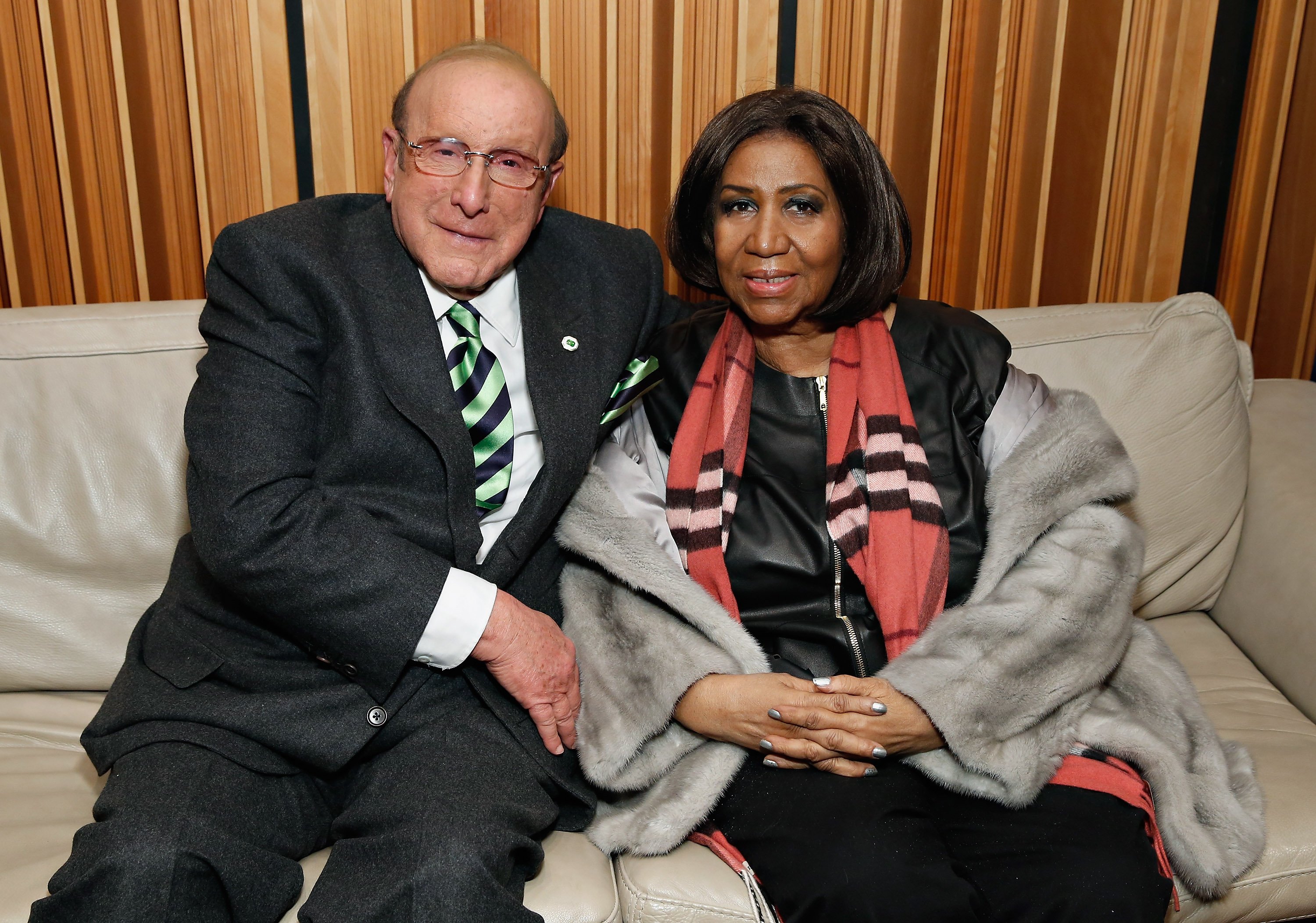 Aretha Franklin & Clive Davis discuss "Aretha Franklin Sings the Diva Classics" on SiriusXM's Heart & Soul Channel in New York City on Dec. 10, 2014 | Photo: Getty Images