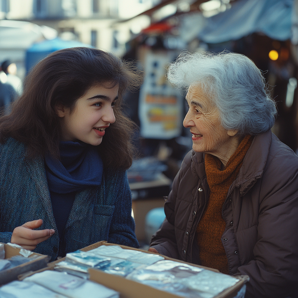 Two happy women talking | Source: Midjourney