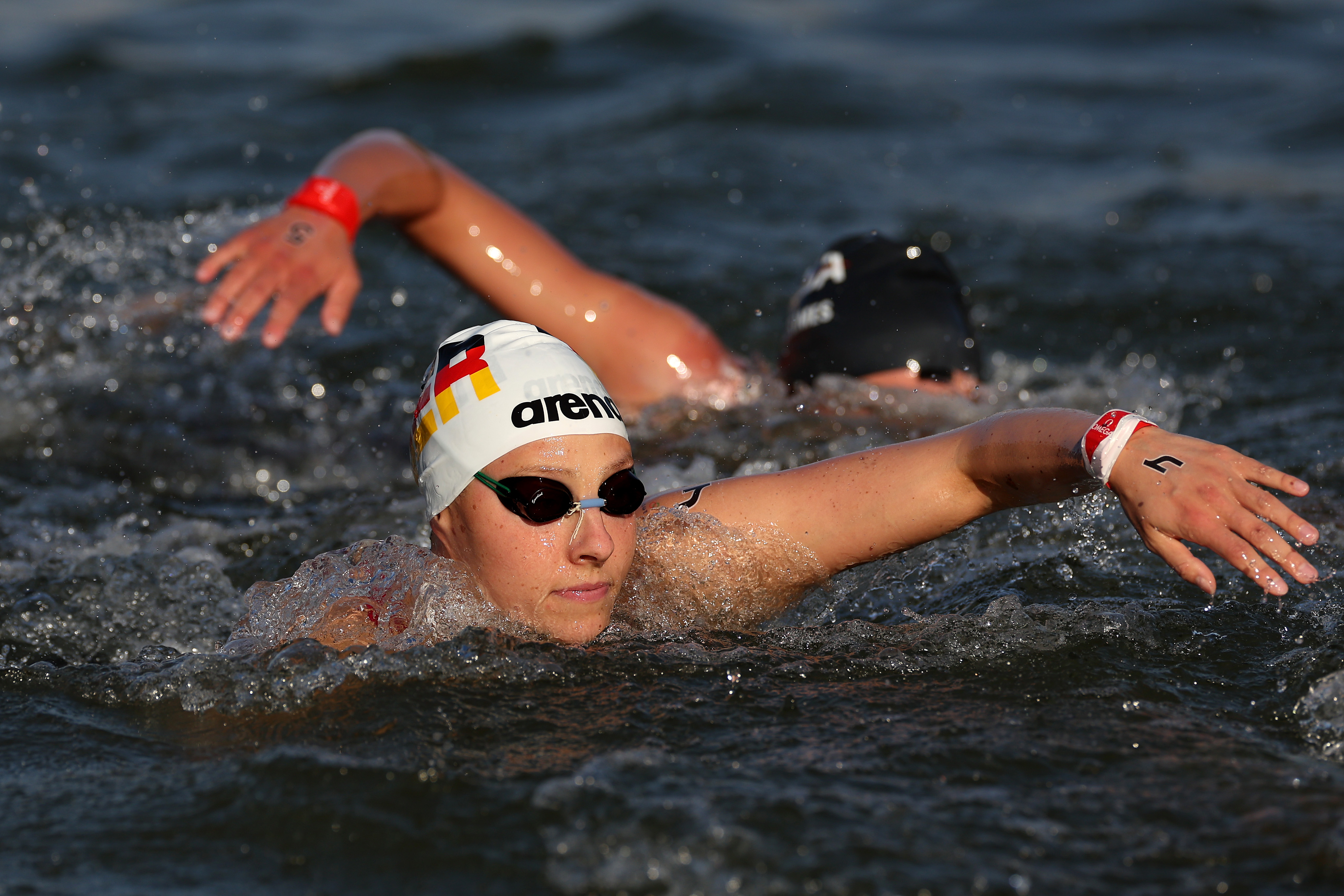 Leonie Beck competes in the Marathon Swimming Women's 10k at the Olympic Games in Paris, France, on August 8, 2024 | Source: Getty Images