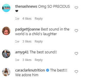 Fan comments on Mike Fisher and Carrie Underwood's son Isaiah's laughter. | Source: Instagram/mfisher1212