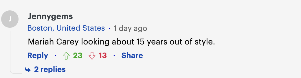 User comment, dated November 2023 | Source: TheDailyMail.com