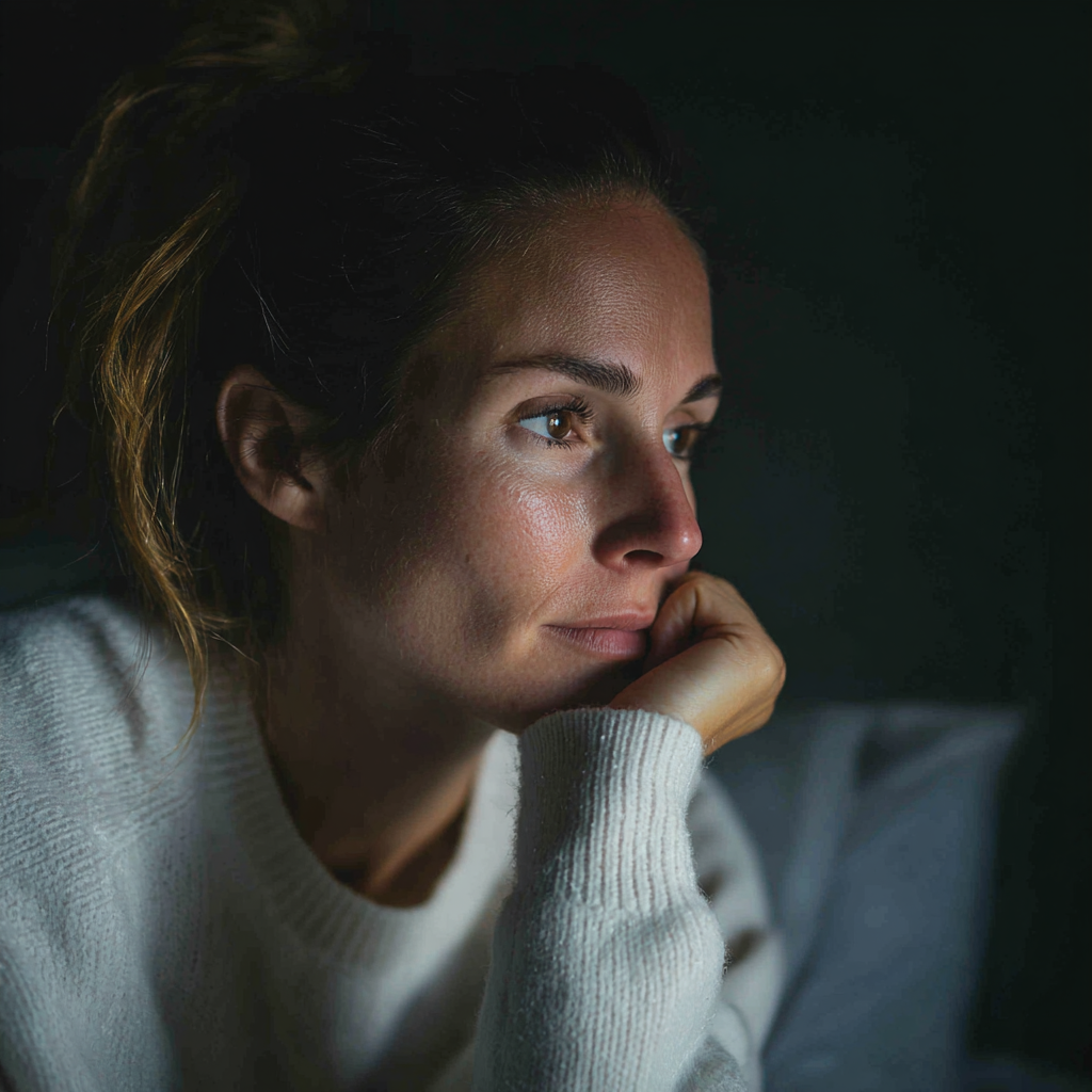A woman wearing a white sweater | Source: Midjourney