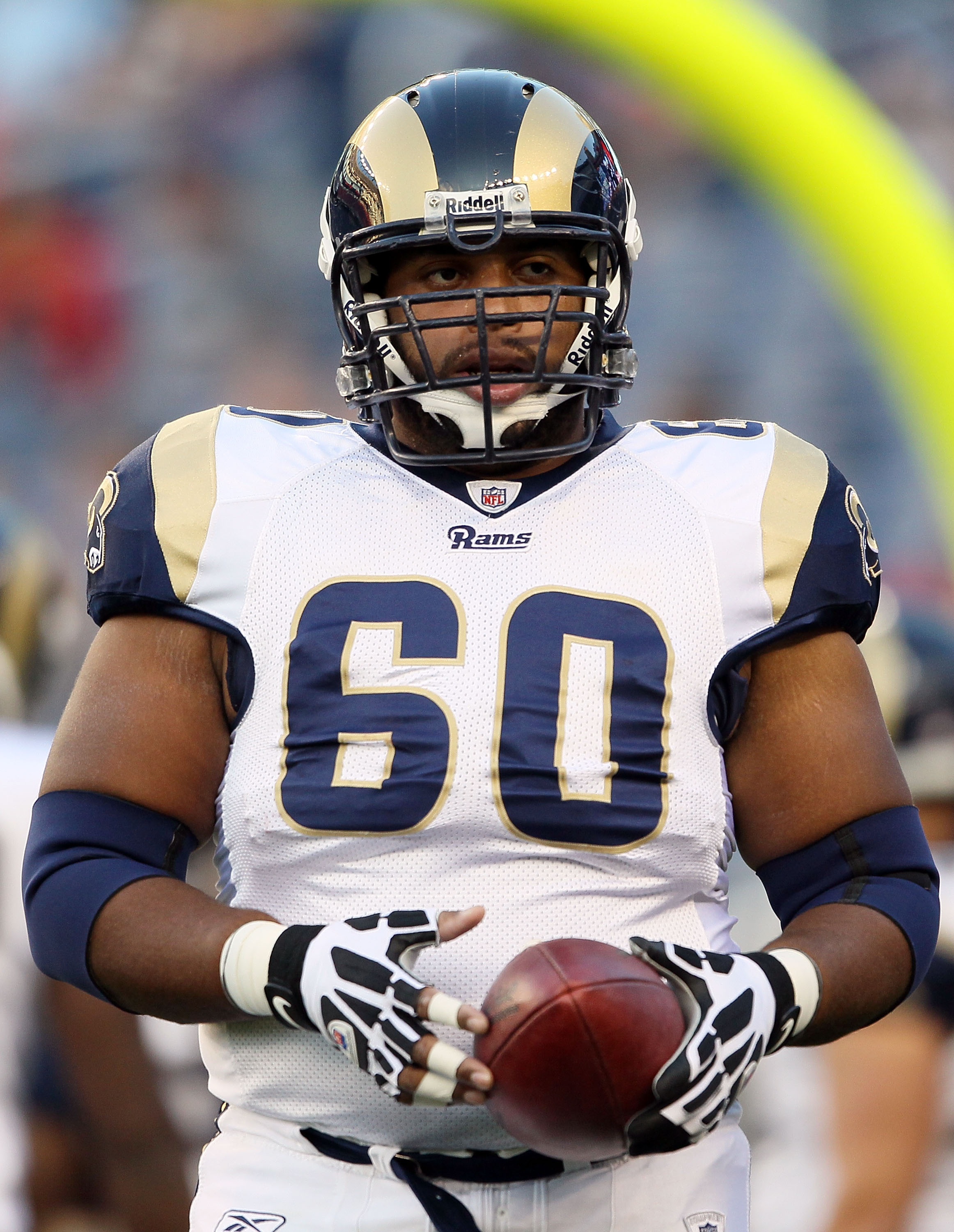 The former NFL player ahead of a game against the New England Patriots on August 26, 2010, at Gillette Stadium in Foxboro, Massachusetts. | Source: Getty Images