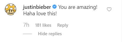 Justin Bieber's comment on Lisa Rinna's post | Photo: Instagram/ lisarinna