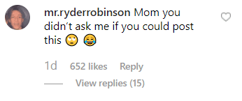Ryder's comments on his mother Kate Hudson's post.| Source: Instagram/katehudson