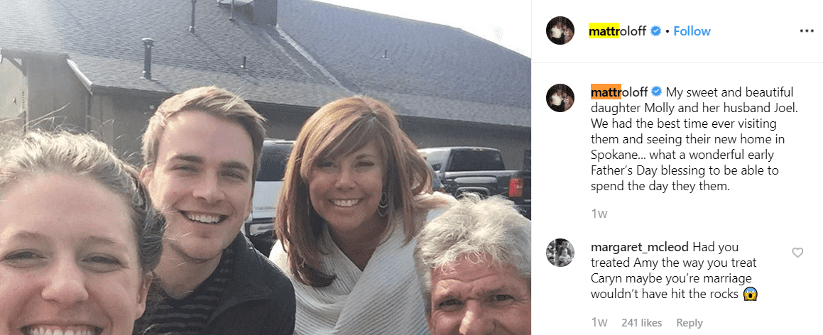 Matt Roloff's epic reply to an Instagram hater who called him out for not treating his ex-wife Amy Roloff well. | Photo: Instagram/Matt Roloff