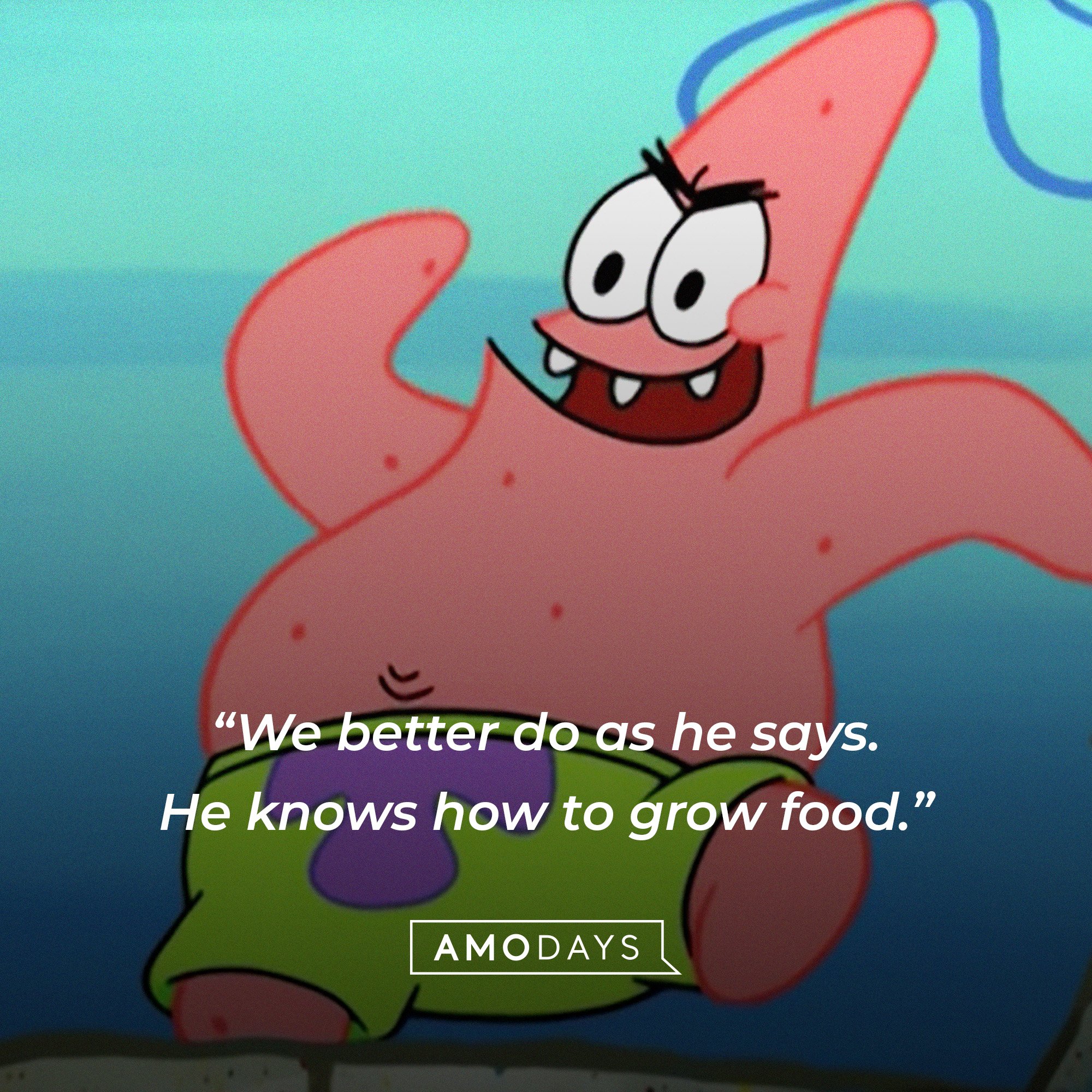 Patrick Star’s quote: “We better do as he says. He knows how to grow food.” | Image: AmoDays