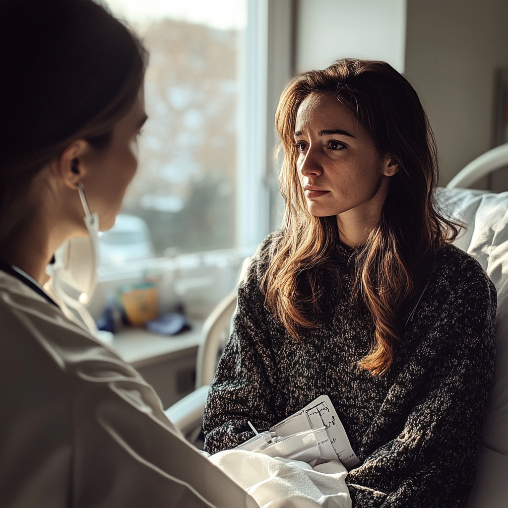 Female patient consulting a doctor | Source: Midjourney