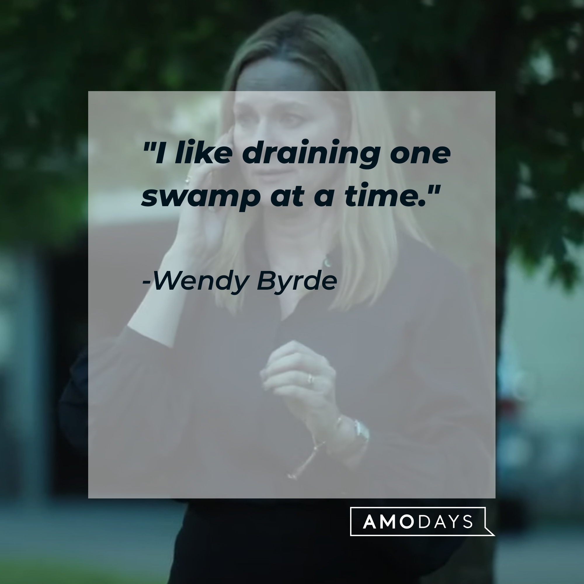 Wendy Byrde’s quote: “I like draining one swamp at a time.” | Source: facebook.com/OzarkNetflix