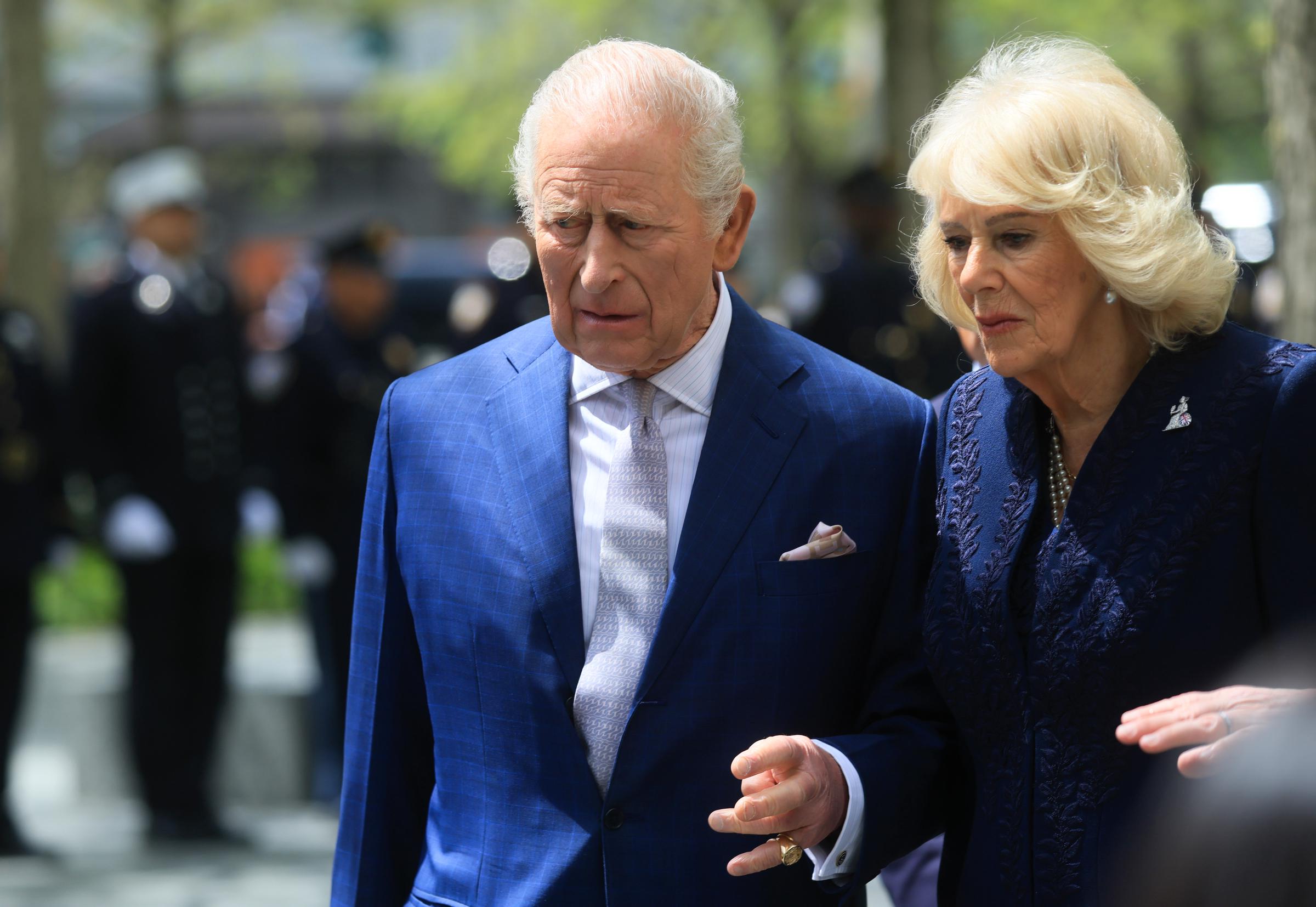 King Charles III and Queen Camilla walk together during a visit to the 9/11 Memorial in New York City on April 29, 2026 | Source: Getty Images