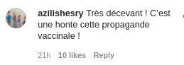 Capture d'un commentaire sur le post de Sylvie Tellier. | Photo : Instagram
