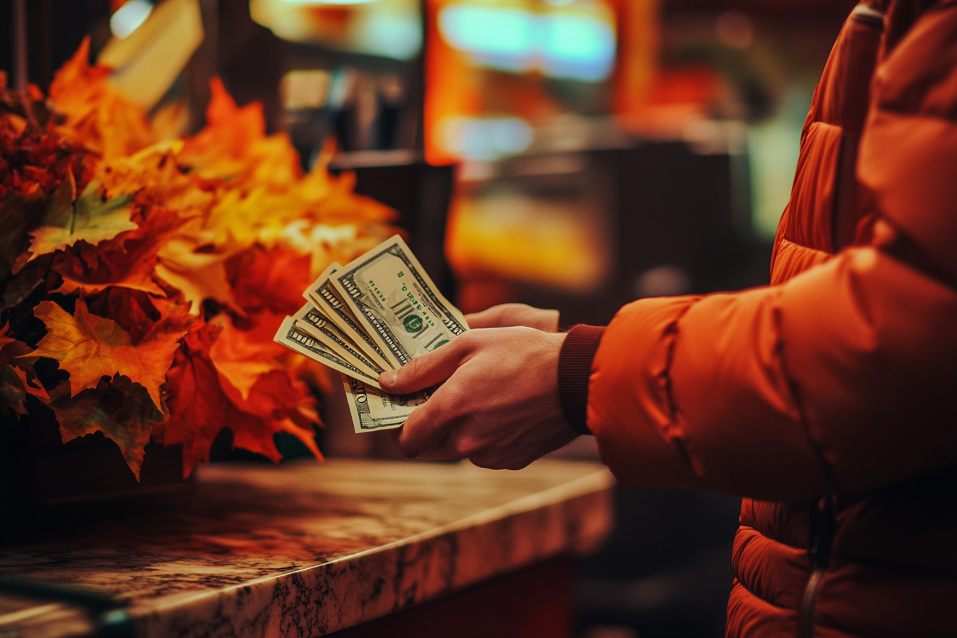 A man with cash on hand | Source: Midjourney