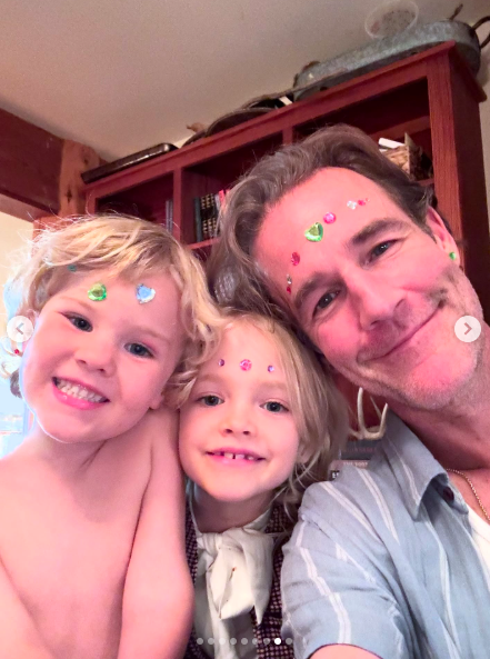 James Van Der Beek with two of his children, posted on October 11, 2025. | Source: Instagram/vanderjames